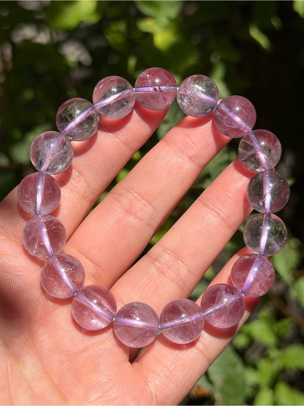 12.5mm Handmade Lavender Amethyst Beaded Stretch Bracelet 1876‎